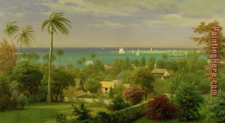 Albert Bierstadt Panoramic View of the Harbour at Nassau in the Bahamas